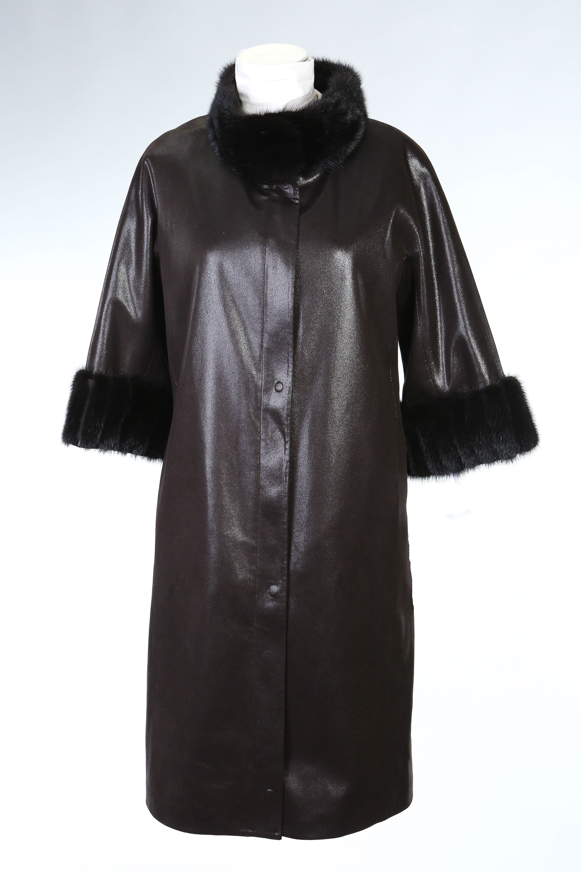 Плащ женский из экокожи арт. J15061-1 (коричневый)